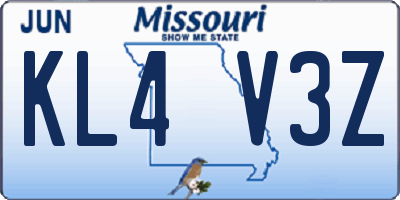 MO license plate KL4V3Z