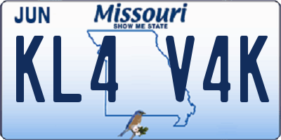 MO license plate KL4V4K