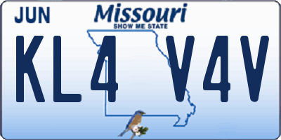 MO license plate KL4V4V