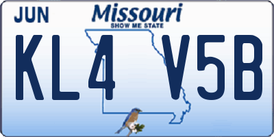MO license plate KL4V5B