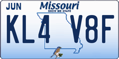 MO license plate KL4V8F