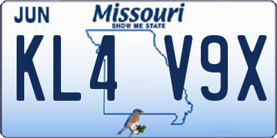 MO license plate KL4V9X