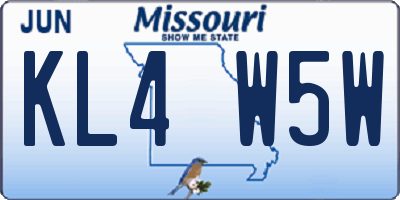 MO license plate KL4W5W