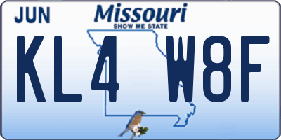 MO license plate KL4W8F