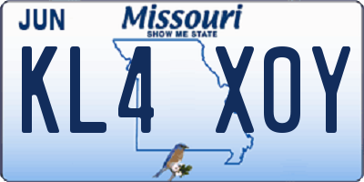 MO license plate KL4X0Y