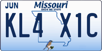 MO license plate KL4X1C