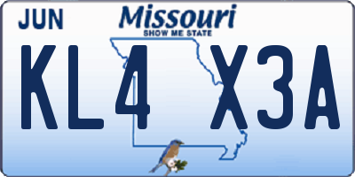 MO license plate KL4X3A