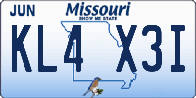 MO license plate KL4X3I
