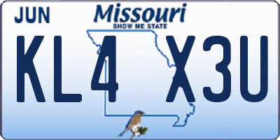 MO license plate KL4X3U