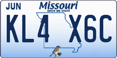 MO license plate KL4X6C