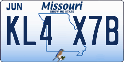 MO license plate KL4X7B
