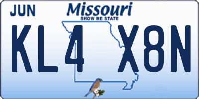 MO license plate KL4X8N