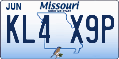 MO license plate KL4X9P