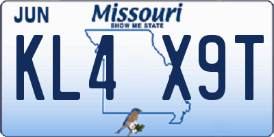 MO license plate KL4X9T