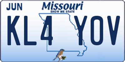 MO license plate KL4Y0V