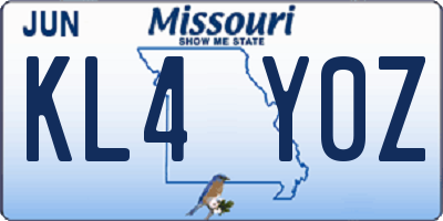 MO license plate KL4Y0Z