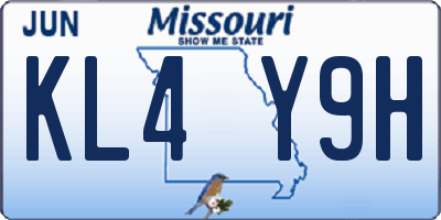 MO license plate KL4Y9H
