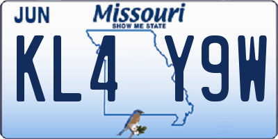 MO license plate KL4Y9W