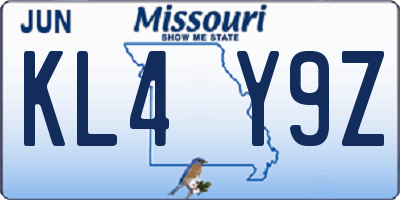 MO license plate KL4Y9Z