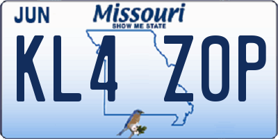 MO license plate KL4Z0P