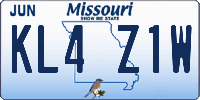 MO license plate KL4Z1W