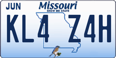 MO license plate KL4Z4H