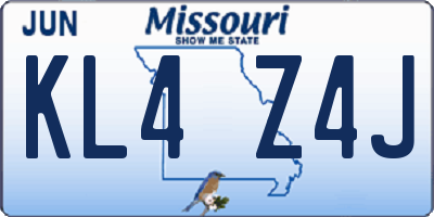 MO license plate KL4Z4J