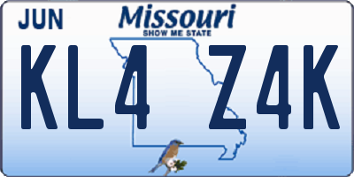 MO license plate KL4Z4K