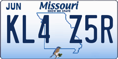 MO license plate KL4Z5R