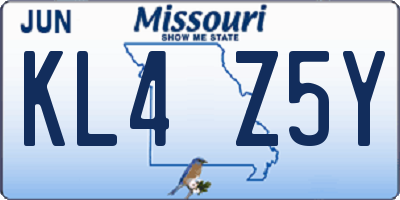 MO license plate KL4Z5Y