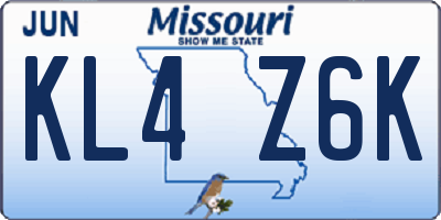 MO license plate KL4Z6K