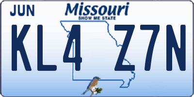 MO license plate KL4Z7N