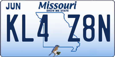 MO license plate KL4Z8N