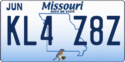 MO license plate KL4Z8Z