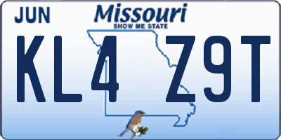 MO license plate KL4Z9T