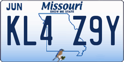 MO license plate KL4Z9Y