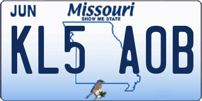 MO license plate KL5A0B
