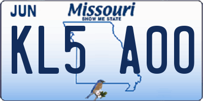 MO license plate KL5A0O