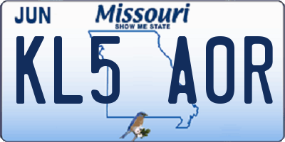 MO license plate KL5A0R