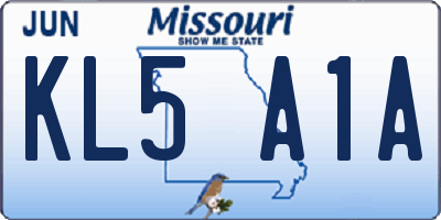 MO license plate KL5A1A