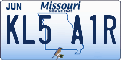 MO license plate KL5A1R