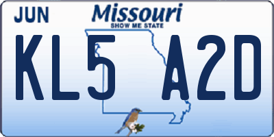 MO license plate KL5A2D