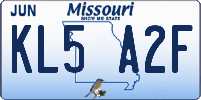 MO license plate KL5A2F