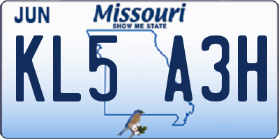 MO license plate KL5A3H