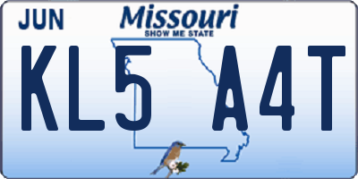 MO license plate KL5A4T