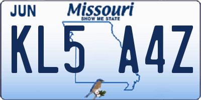 MO license plate KL5A4Z