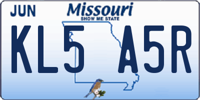 MO license plate KL5A5R