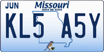 MO license plate KL5A5Y