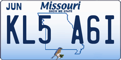 MO license plate KL5A6I