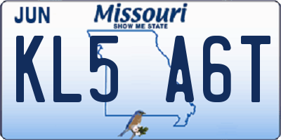 MO license plate KL5A6T